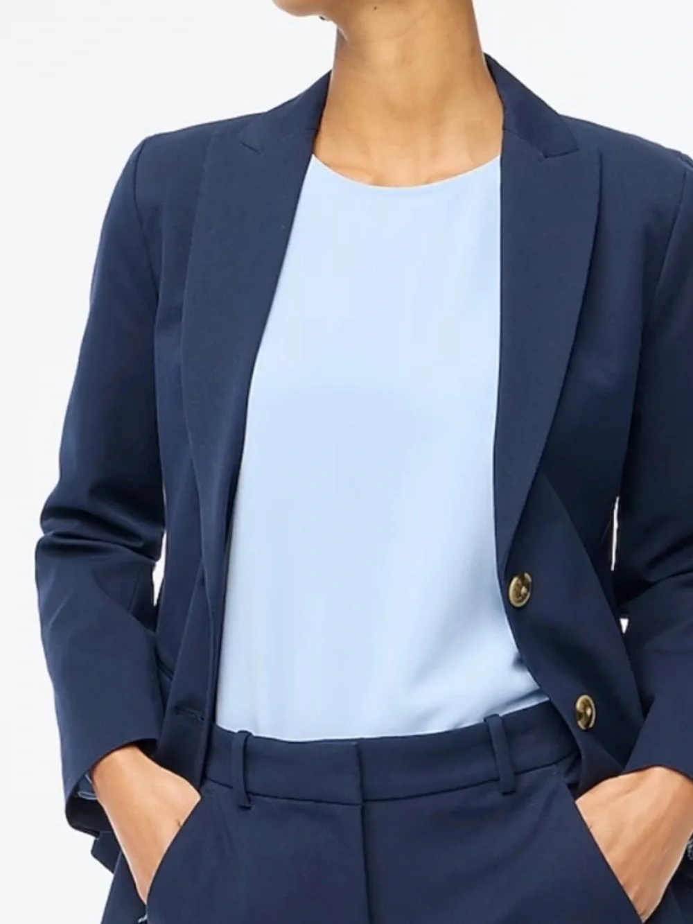 NWT! J. Crew Cotton Blend Two Button Blazer Navy Blue 18 Office Career Modest
